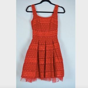 Red Lace Flare Dress